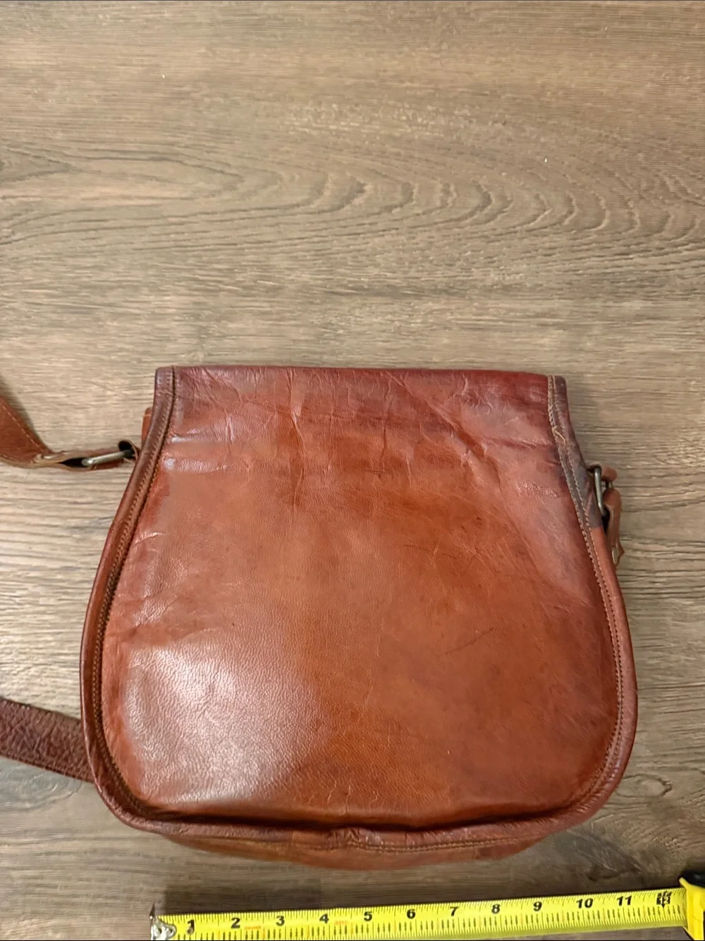 Vintage Brown Leather Crossbody Bag with Buckle Detail